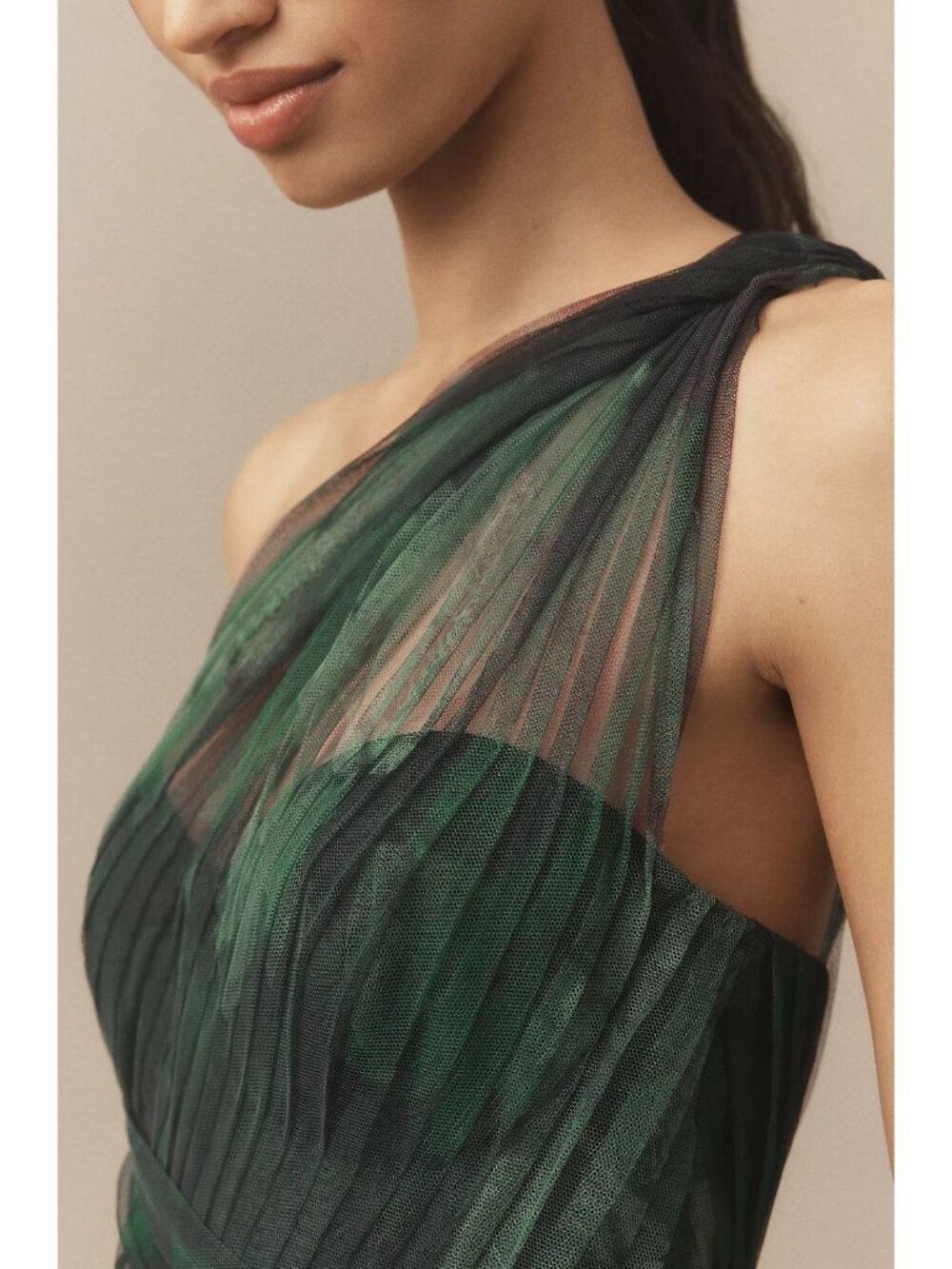 Anthropologie Hutch Phillippa One-Shoulder A-Line Maxi DressSize 10 Green - Picture 2 of 8